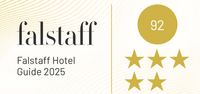 Falstaff Hotel Guide 2025 Bewertung 92 mit fünf goldenen Sternen