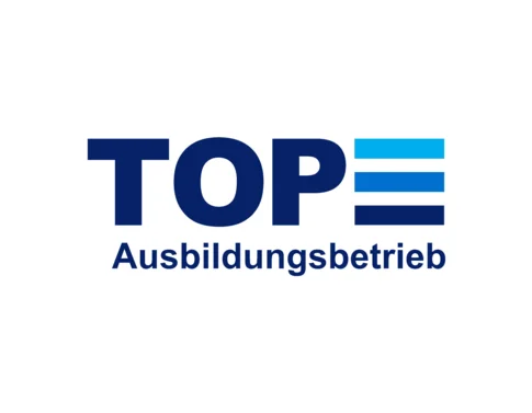 Logo mit Schriftzug TOPE Ausbildungsbetrieb und drei horizontalen Balken